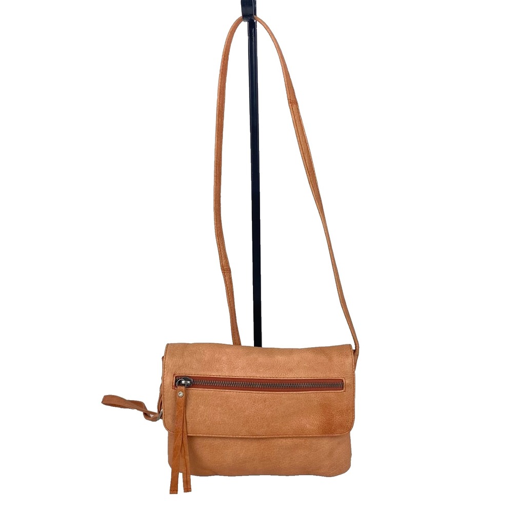 Day & Mood Leather Shoulder Bag Adjustable Strap Salmon Color Pockets Soft Fine!